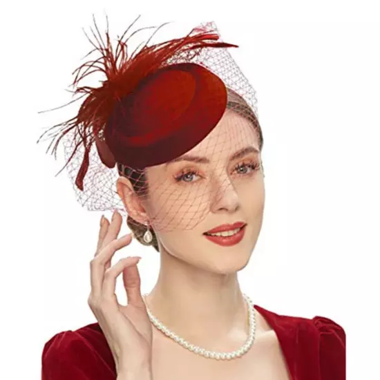 Women Fascinators Hat Wedding Cocktail Tea Party Headwear Mesh Veil Hair Clip