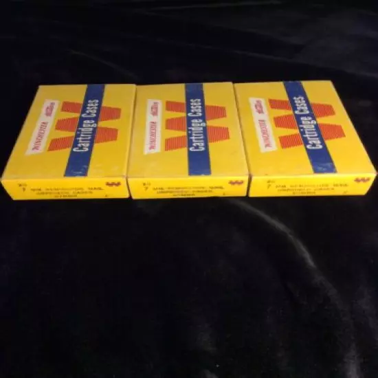 Lot of 3 Vintage Winchester Western 7mm Remington Mag Cartridge Case Empty Boxes