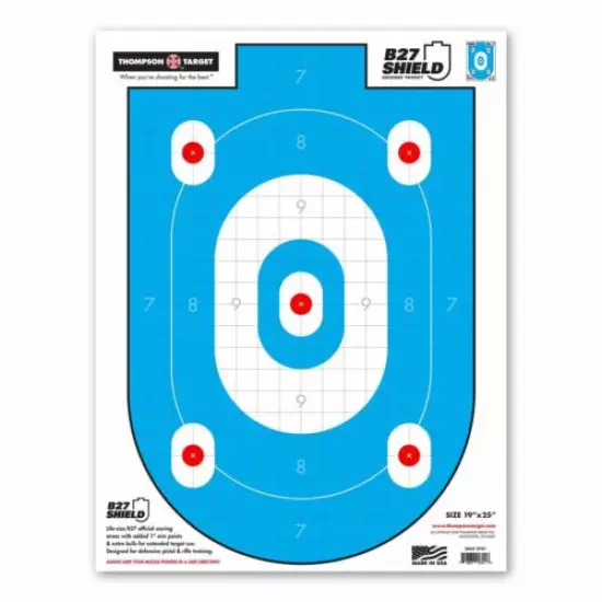 Thompson Target B27-Shield Defense Training - 19"x25" Paper Shooting Targets