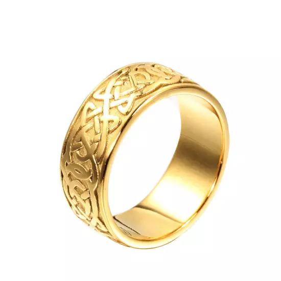 Vintage Gold Plated Celtic Knot Wedding Band Ring Stainless Steel Men Women Ring