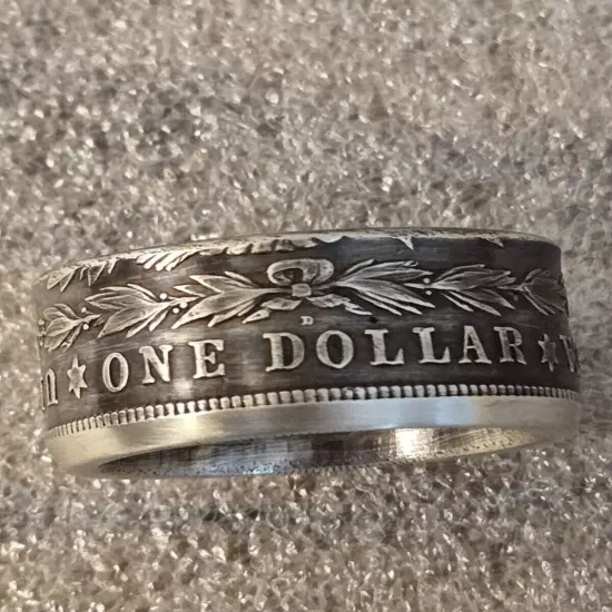 Vintage 1921 D Morgan Dollar .900 Silver Coin Ring Size 10 21 Grams