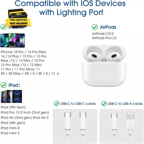 USB C to Light-Ning Adapter,[2 Pack] 27W PD Fast Charging Compatible with Iphone