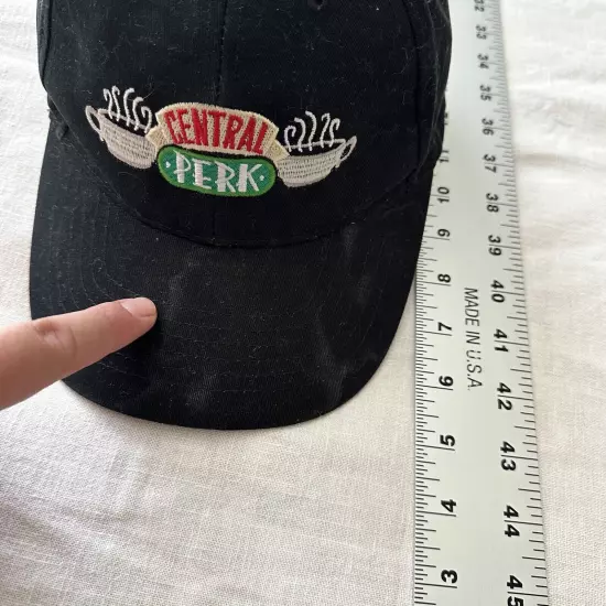 Central Perk Slideback Hat Black Stained Adjustable Embroidered 6 Panel FRIENDS