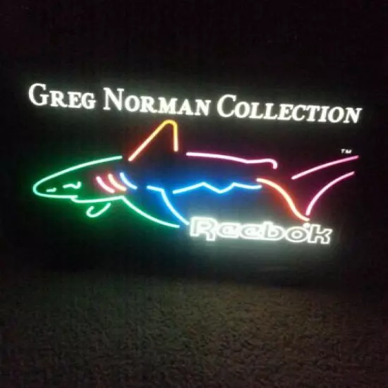 Greg Norman The Shark neon Reebok display sign. SHARP LOOKING!