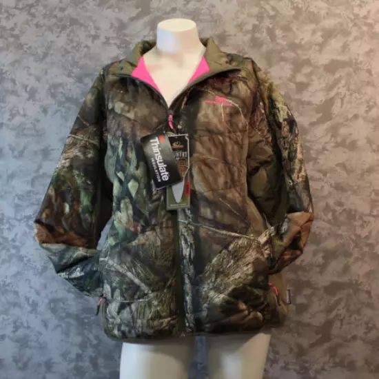 Mossy Oak Hunting Women Camouflage Insulated Full Zip Jacket Accents Country New