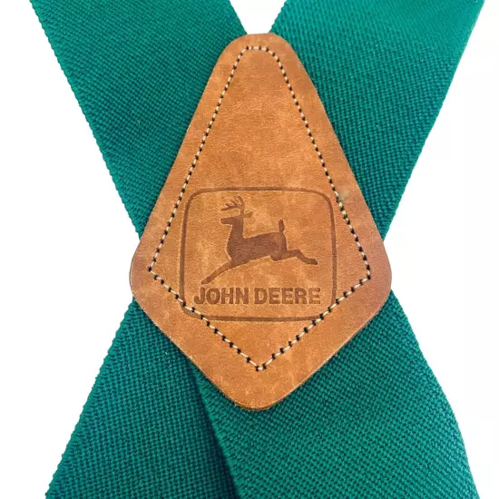 Vintage John Deere Suspenders Green Adjustable Elastic Logo - NICE!