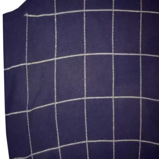 DAMAGED RALPH LAUREN POLO GOLF NAVY WINDOWPANE CTN SILK CASHMERE SWEATER VEST XL