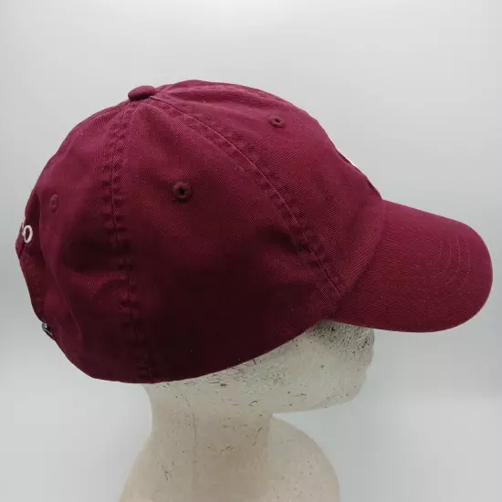 Polo Ralph Lauren Hat Cap Strap Back Burgundy Red White Pony Logo and Script