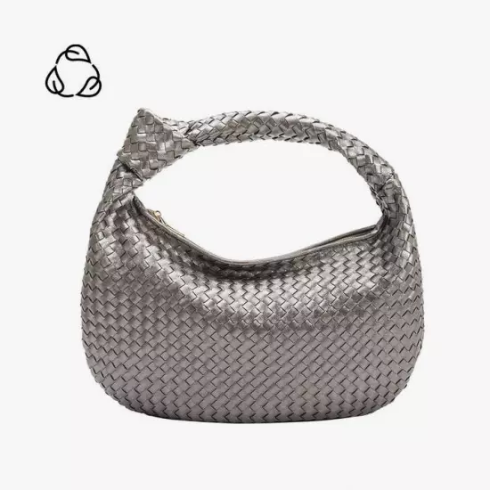 Melie Bianco Brigitte Large Satchel Recycled Vegan Woven Knot Bag Anthropologie!