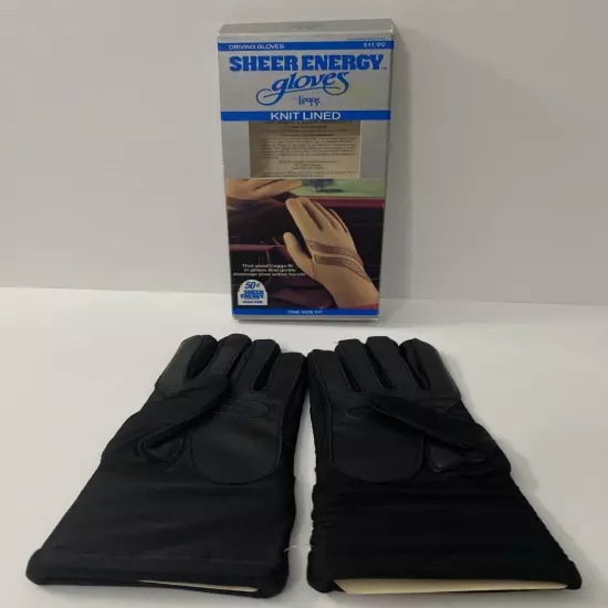 NOS Vintage 1988 Sheer Energy by Leggs Women's Driving Gloves Black One Size Fit