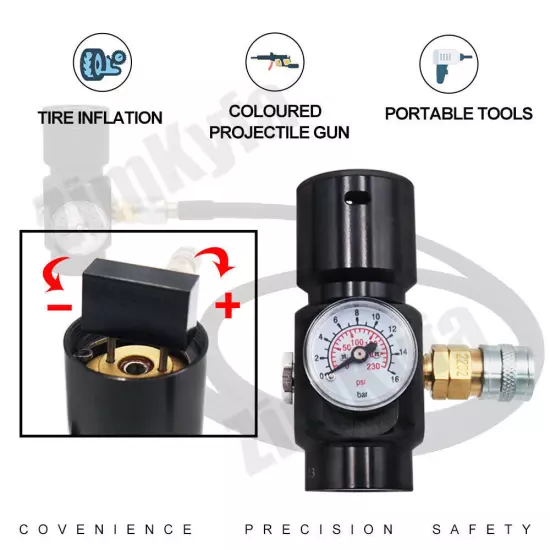 CO2 HPA Mini SFR Regulator 0.825"-14NGO INPUT 1500 PSI OUTPUT 0-130 PSI Air Tool