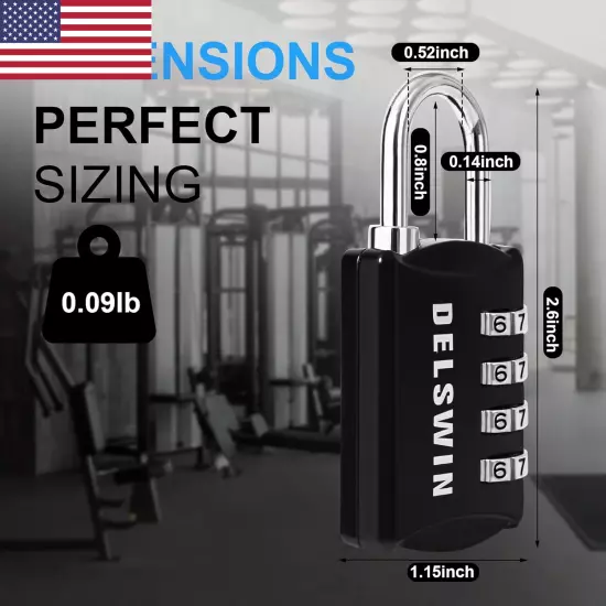 Small Combination Lock for Locker, 4-Digit Mini Combo Lock for Backpack