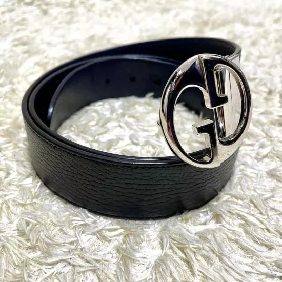 Beauty Rare Size Gucci Belt Leather Reversible Interlocking Black