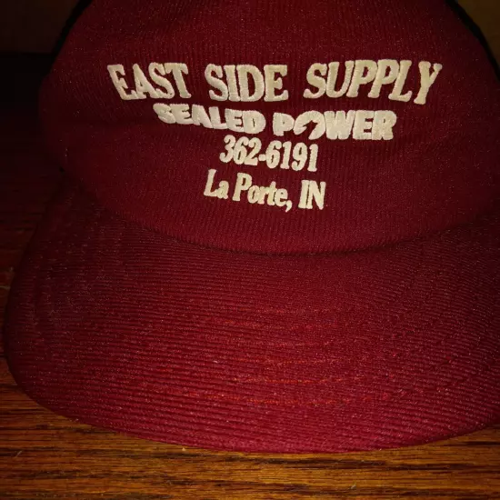 Vintage East Side Supply Laporte Indiana Cap Hat Trucker Red White Adjustable