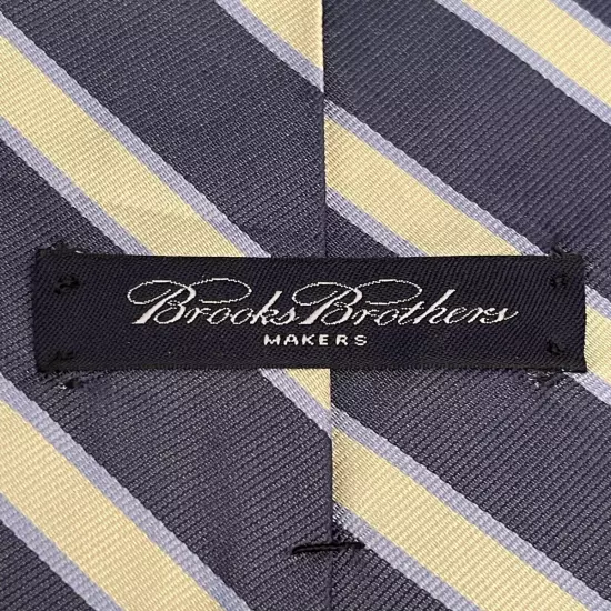 Vintage Brooks Brothers Makers Blue Repp Hand Made 100% Silk Woven In England