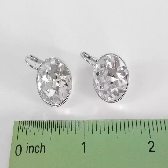 LARGE 15M Bella Earrings Made with Swarovski Crystals Silver Plated Bezel Lever