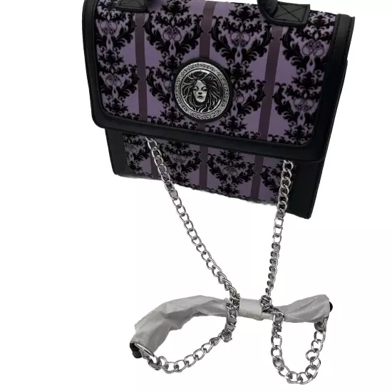 Disney Haunted Mansion Mdm. Leota Crossbody Bag Purple/Black/Silver Chain W Tags