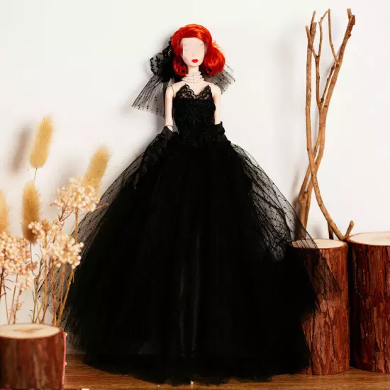 Black Style 1/6 Doll Clothes Handmade Wedding Dress 11.5" Dolls Outfits Gown Toy