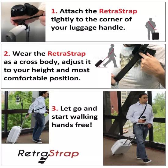 RetraStrap Hands Free your carry-on luggage - Anti theft.