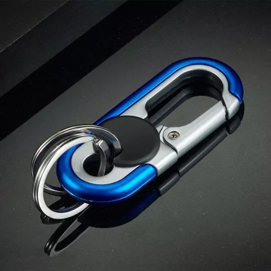 Carabiner Heavy Duty Double Ring KeyChain - locking key ring, key fob holder