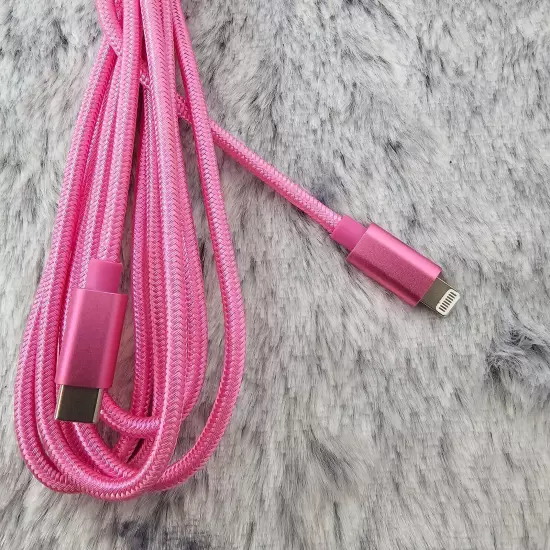 Cordzilla 10ft Rapid Charge Apple to Type C Braided Nylon Cable Iphone Ipad Pink