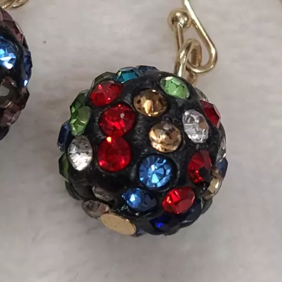 Multicolor Rhinestone Disco Ball Dangle Earrings