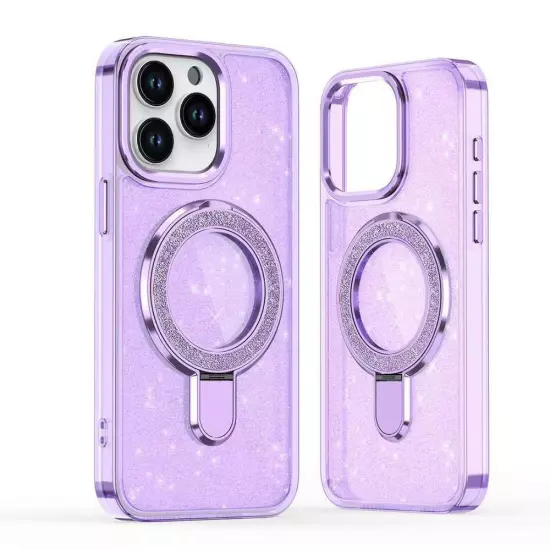 For iPhone 16 Pro Max 16 Plus+ Hard Case Ultra Glitter Ring Holder MagSafe Cover