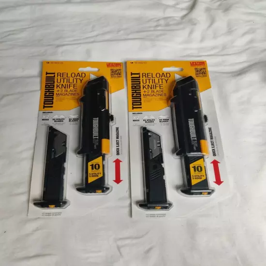 TOUGHBUILT Easy Reload with 2 Mags 10-Blades Utility Knife TB-H4S2-03 (2 Pack) 