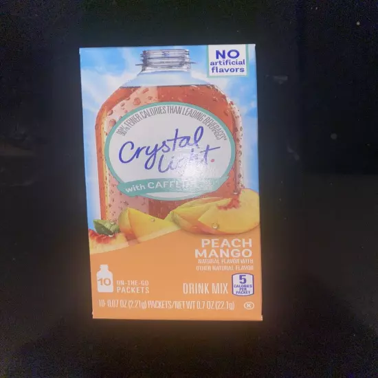 (12) Boxes Crystal Light On The Go Peach Mango With Caffeine