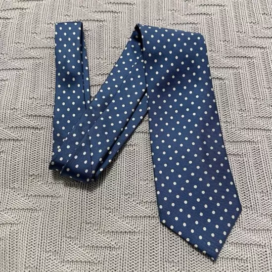 Paul Fredrick navy and cream polka dot Italian silk tie