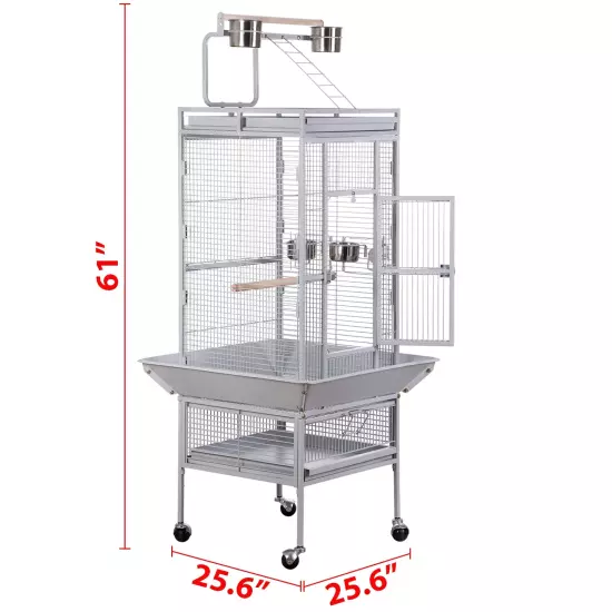 61" Large Bird Cage with Rolling Stand for Parrot Cockatoo Pet House Wrought Iro