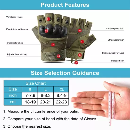 Tactical Gloves for Men, Fingerless Gloves Men for Airsoft Gun, Survival Glov...