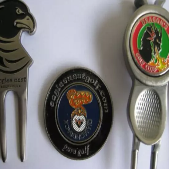 SIX DIVOT TOOLS AND BALL MARKERS