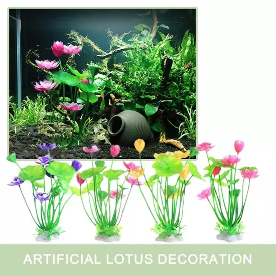 Artificial ,Lotus Decoration Aquarium Water Grass Decor Fish Tank Lan