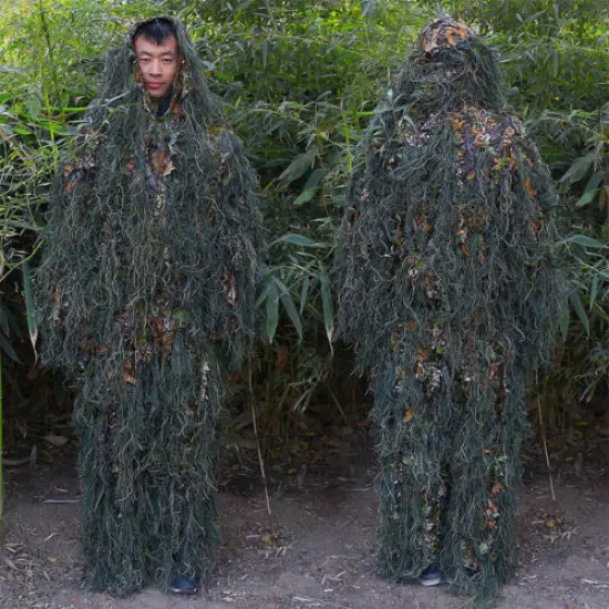 3D Ghillie Suit Grass Bionic Camouflage Suit Bird Watching Hunting Clothes Set