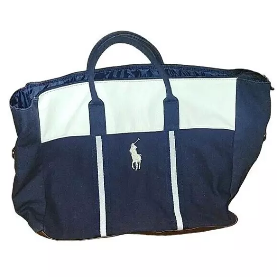 POLO Ralph Lauren Designer duffel bag Large Travel Vacation Outdoor Blue/White