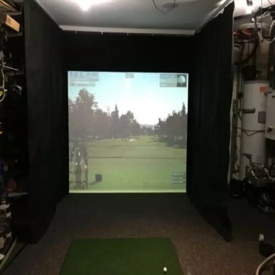 Black Golf Simulator Side Curtain, PVC-Backed Polyester (Custom Sizes Available)