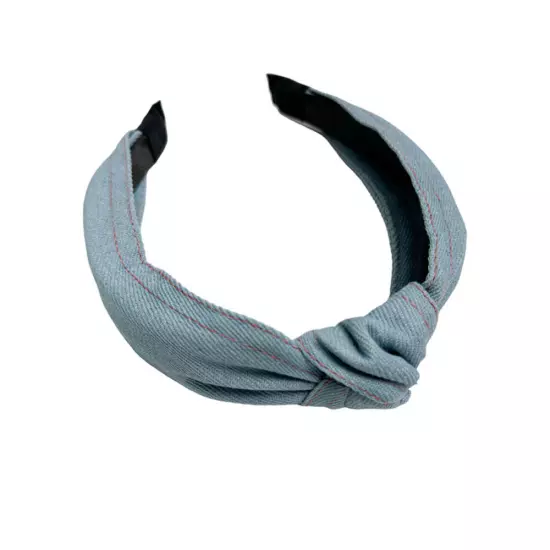 Women Girl Retro Denim Hair Band Cross Twisted Wide Headband Head Hoop Headwear