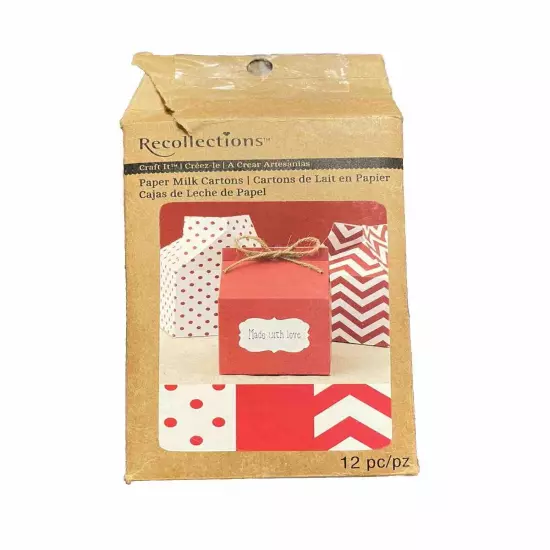 Recollections Paper Milk Carton Gift Boxes Red 11 pieces 3 Designs 3" X 3" X 5"