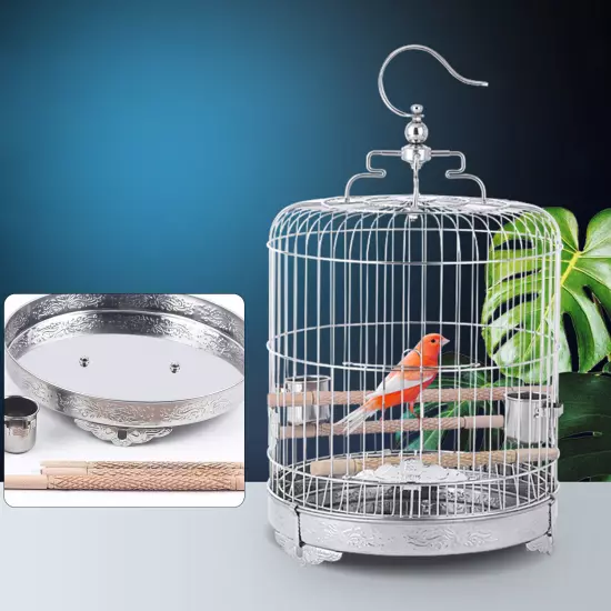 Stainless Steel Bird Cage Parrot Travel Carrier Hanging Cage Bird Perch Durable