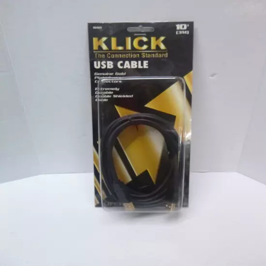 NIP KLICK 10' USB CABLE GOLD PLATED A TO A