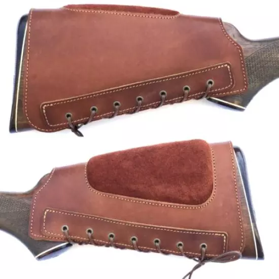 Real Leather Buttstock Cover Cheek Rest Padded Hunting Left or Right Handed