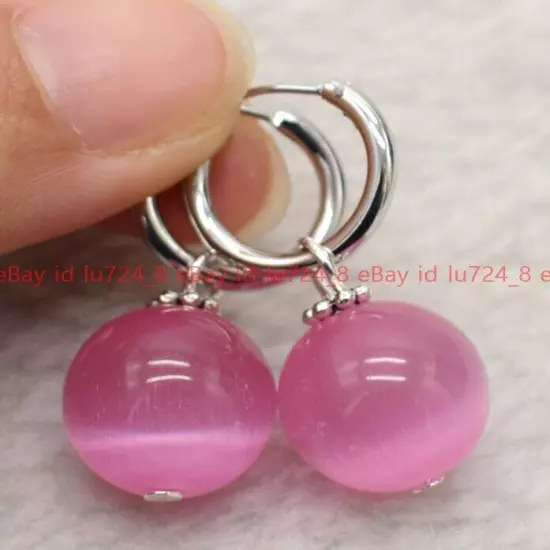 8/10/12mm Natural Multicolor Gemstone Round Beads Silver Leverback Earrings