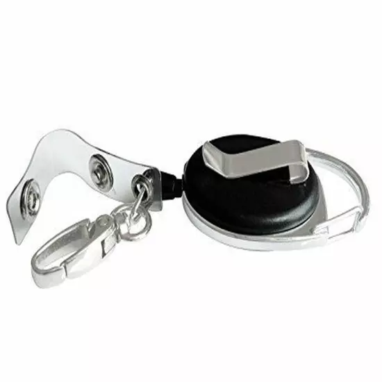 2 Retractable Badge Reel ID Card Holder Heavy Duty Metal with Belt Clip Key Ring