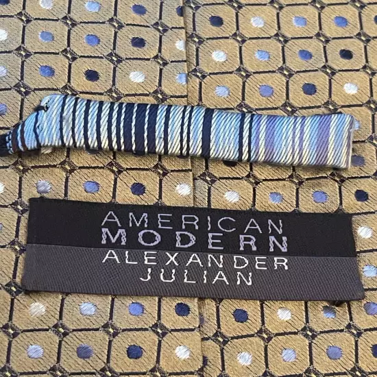 American Modern Alexander Julian Gold Blue 100% Silk Hand Made In China