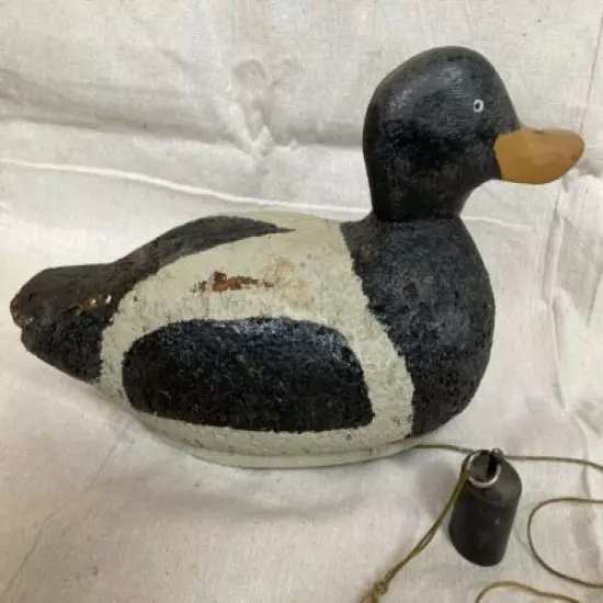 Vintage 14" Cork Duck Decoy with cord and weight