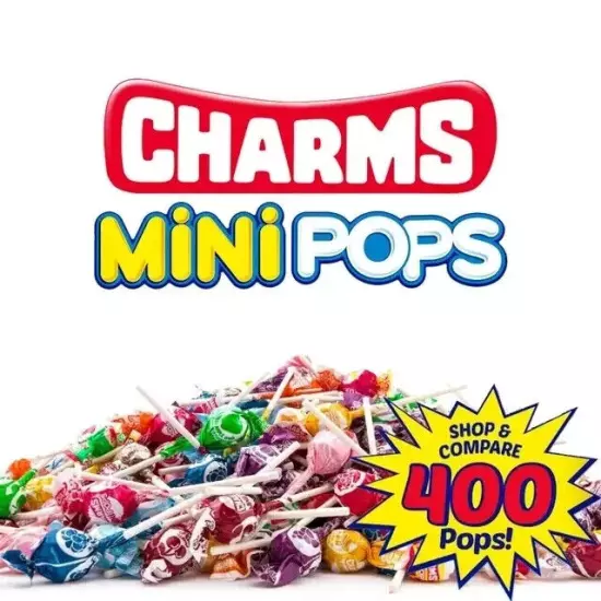 Charms Mini Pops Assorted 18 Flavors - Peanut Free - Gluten Free, 400-count