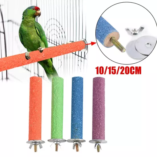 Parrot Paw Grinding Perch Stand Pet Bird Quartz Branch Budgie Shelf Chewing NICE