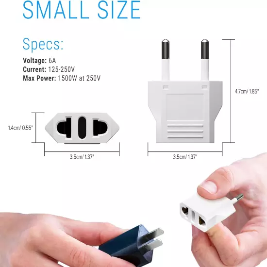 4 Pack European Travel Plug Adapter, US to Europe Adapter Type C Outlet Conve