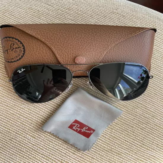 ray ban sunglasses men aviator 58 Мм Gunmetal frame / Black glass